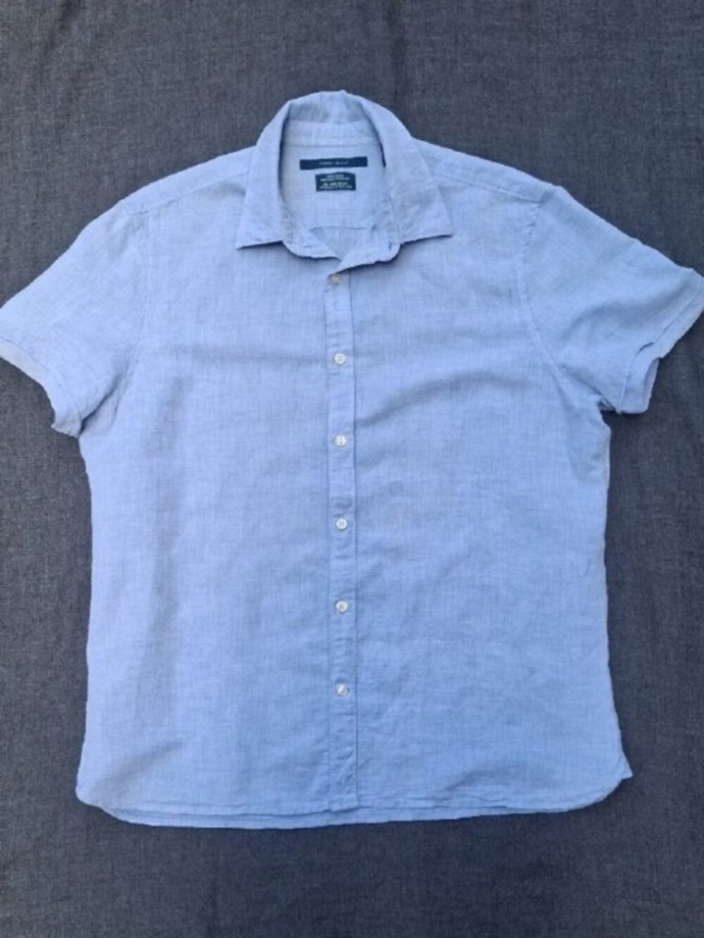 Perry Ellis Linen Blend Short Sleeve Button-Up Shirt - Size L